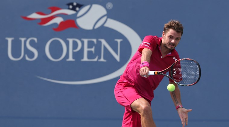 Sep 5, 2016; New York, NY, USA; Stan Wawrinka of Switzerland hits a shot to Illya Marchenko of Ukraine on day eight of the 2016 U.S. Open tennis tournament at USTA Billie Jean King National Tennis Center. Mandatory Credit: Jerry Lai-USA TODAY Sports